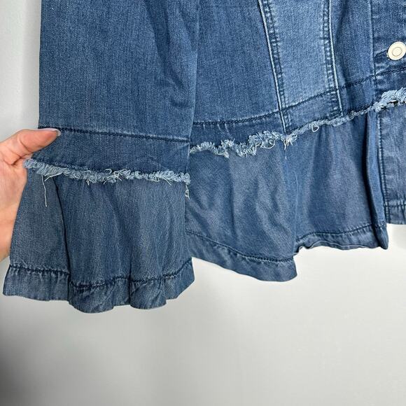 Tribal Jean's Women's Lightweight Skirted Sleeve + Base Detail Denim Jacket SZ M - Picture 3 of 6